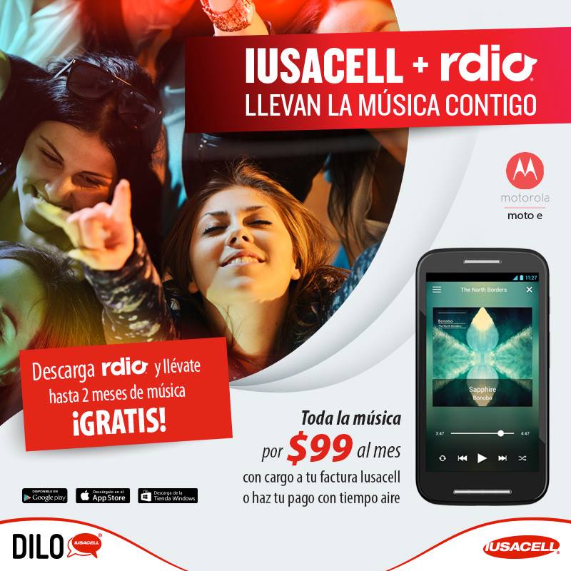 Iusacell ofrece Rdio en prepago y con cargo a tu factura