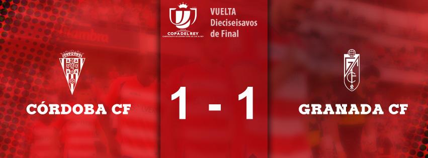 GranadaCF's tweet photo. #CCFvsGCF 
(90'+5') Final del partido en el Nuevo Arcángel:
Córdoba CF 1-1 Granada CF [Global 1-2]
#DirectoGCF http://t.co/xyWysX0KsW