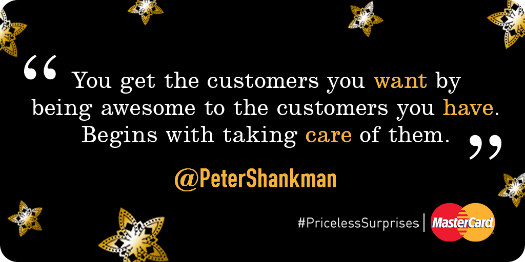 MastercardBiz's tweet photo. A gem from @petershankman's #ThankYouSeason flash course on customer retention. #PricelessSurprises http://t.co/uXCrfBCjt0
