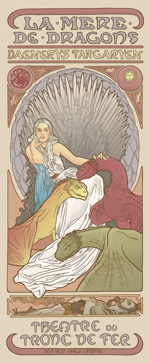 whodesignedit's tweet image. These are pretty awesome! Game of Thrones ladies in the style of Alphonse Mucha. bit.ly/1J3FftC