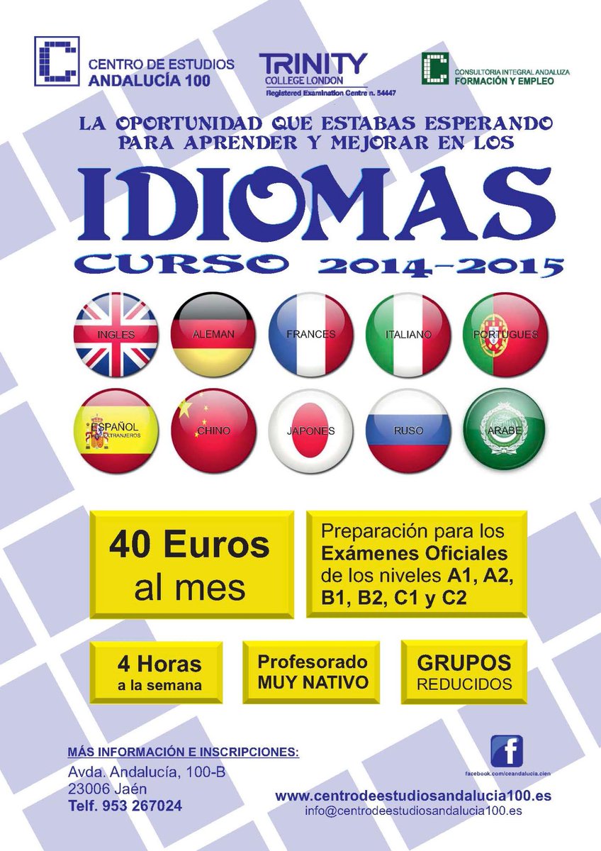 CeandaluciaCien's tweet photo. Reserva tu plaza antes del 5 de enero y obtén un 50% de descuento en la matricula. Llamanos: 953267024. @difundemas 
http://t.co/0uvOkEgT64