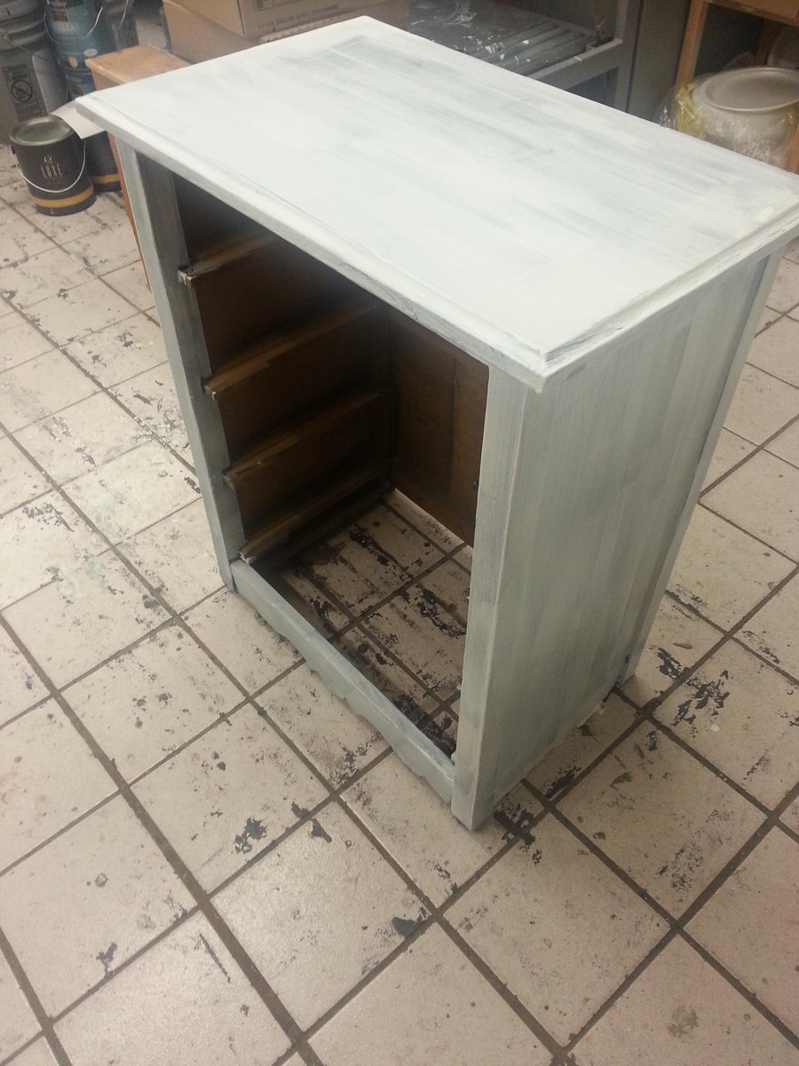 our window display dresser is primed and awaiting two glorious coats of @FarrowandBall #YellowCake #paint #Furniture