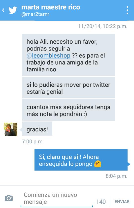 aliciav_euge's tweet image. Por favor me pidio @mar2tamr la prima de @AlbaRicoNavarro q todos sigais a @LeCombleShop es para 1 trabajo de la Uni