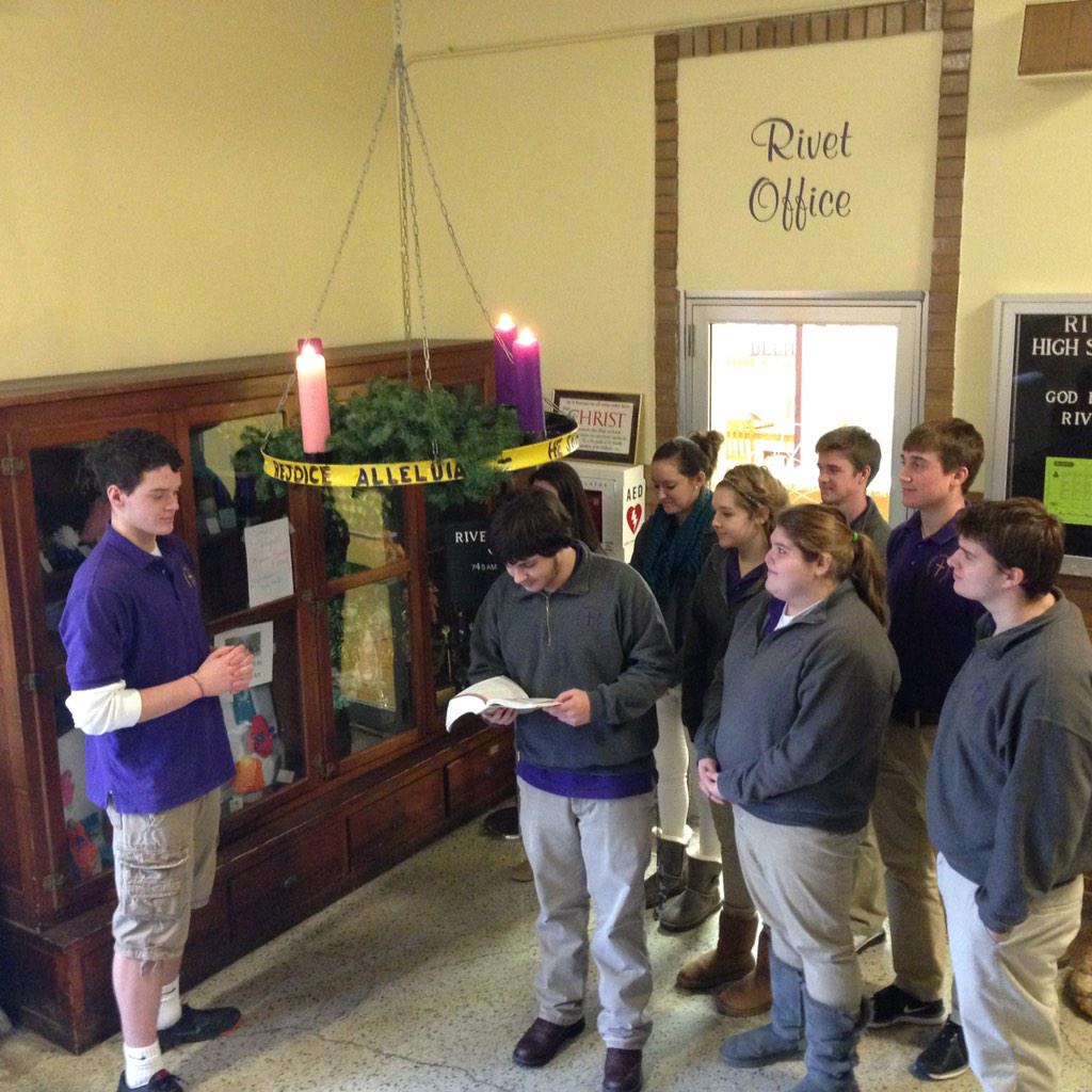 RivetHighSchool's tweet photo. Students gather for the third week of Advent http://t.co/EBdFilnRlB