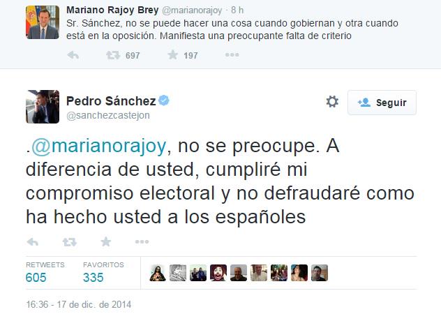 Rajoy y Sánchez protagonizan un polémico enfrentamiento en Twitter bit.ly/13yPnuC