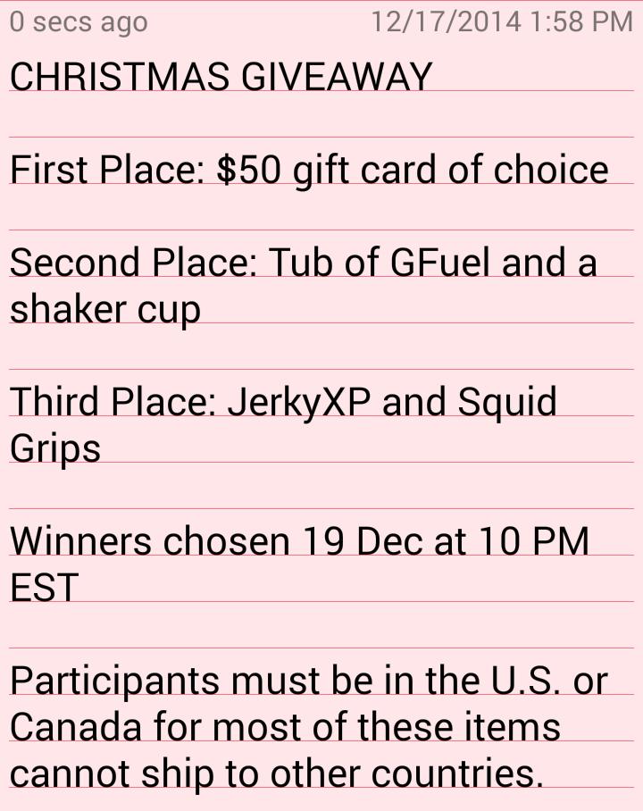 Jenn_Cupcakee's tweet image. Christmas Giveaway! 3 winners can win @GFuelEnergy, @JerkyXP, @SquidGrip  and MORE. RT to enter. Must be following.