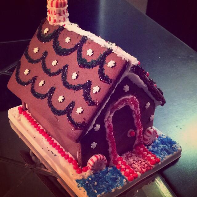 ForeverDarlingX's tweet photo. Gingerbread House Complete! It will proudly be on display at the ugly Christmas sweater party this weekend! http://t.co/yaIOl0JAoB