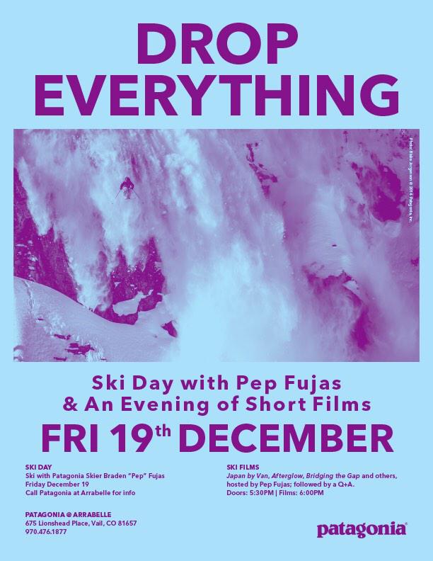 PepFujas's tweet photo. ATTN VAIL. I'm coming to ski with you tomorrow. Find out how at the @vailmtn @patagonia store. Movies to follow! http://t.co/BYIF1r3lbT