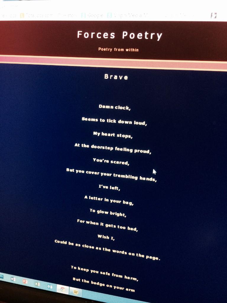 VickyJones7's tweet image. @ForcesPoetry thank you for publishing my poem 'Brave'