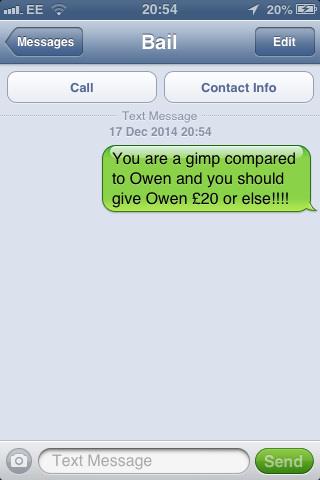 dot_owen's tweet photo. I've got a new number and I've prank texted bail  ahaha FINALLY I've mugged him once and for all!!!!5 http://t.co/vj3Ok2Toh3