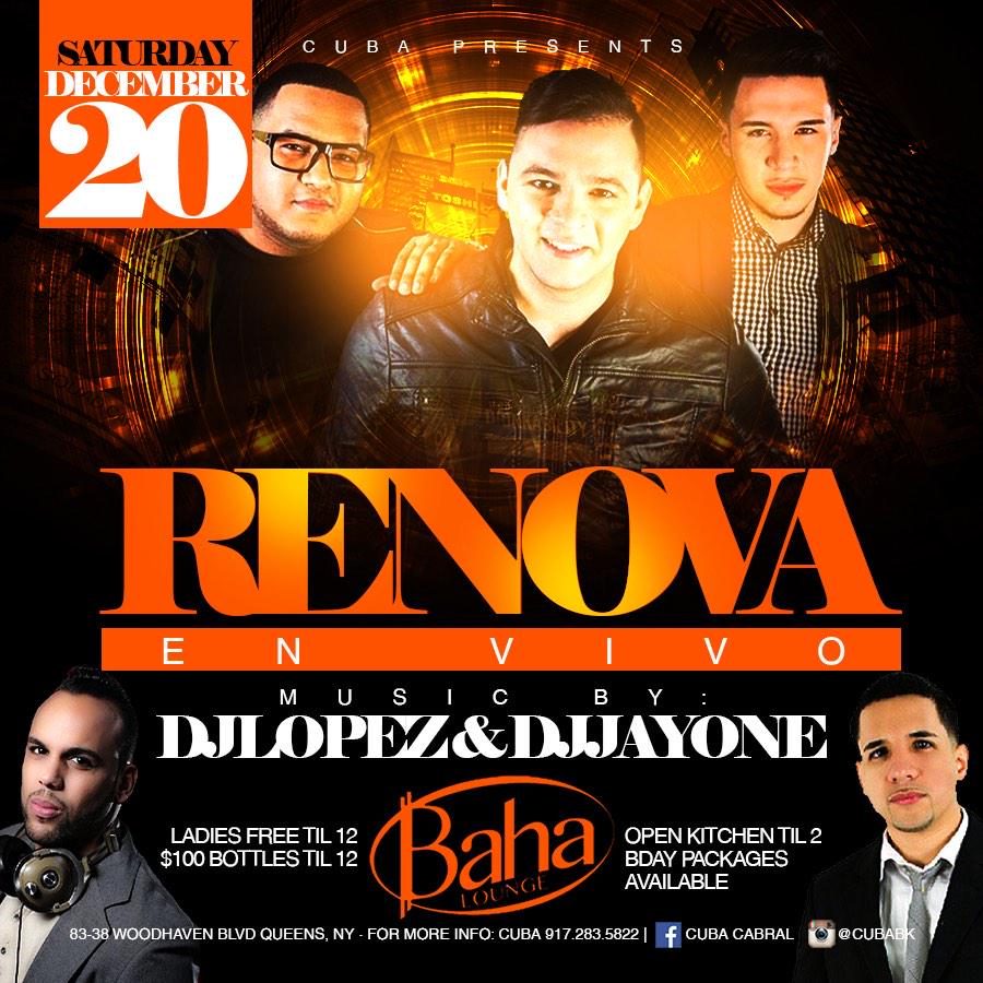 CuBaBk's tweet photo. Saturday @Teamrenova performing live at @BahaLounge Music by @djjayonenyc &amp; Dj Lopez / RSVP 347-283-5822 http://t.co/qWHvCbkEjV