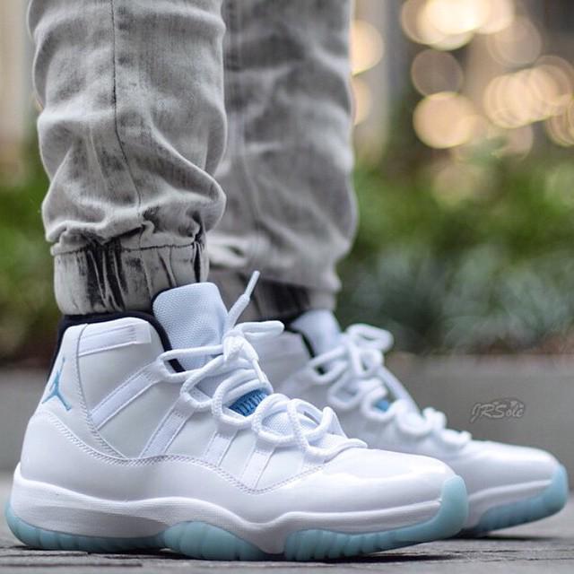 legend blue 11 on feet