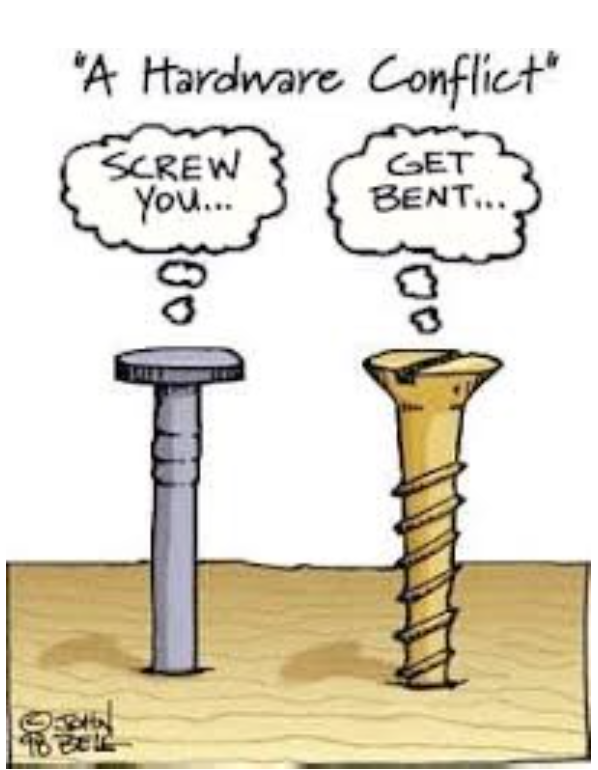 tallyinspector's tweet photo. Haha, the screw and nail just couldn't get along. #hardwareconflict #inspectorhumor #tally #funny http://t.co/YyIqgwHNLj