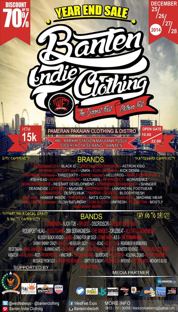 2BMSerangnesia (@2bm_serangnesia) on Twitter photo Wajib datang nih guys, mumpung tgl 25,26,27,28 libur panjang. Dan kita main di tanggal 28, Jam 8 malam <a href="/WestfestEXPO/">INDIE CLOTHING FEST</a> Wajib datang nih guys, mumpung tgl 25,26,27,28 libur panjang. Dan kita main di tanggal 28, Jam 8 malam <a href="/WestfestEXPO/">INDIE CLOTHING FEST</a>