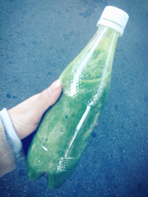 おはよう( &acute; ▽ ` )ﾉ 今日もすっごく寒いけど、1日元気にがんばります！ そして、今日のグリーンスムージーは、ほうれん草、洋梨、りんご、キウイ 最近、家で飲む時間がない時は、ペットボトルに入れて持ち歩いてるよー！ 簡単朝ごはん♡