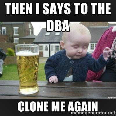 TROndrey's tweet image. A part of me feels bad for beating up the Pre-Production database today #DBAproblems #Tech
