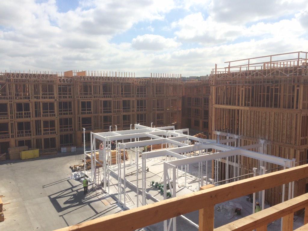 RenoHardware's tweet photo. #conpic #PlayaVista getting after it on the podium deck. #Apartments #lumber #socal #California #beach http://t.co/a3zXnRk5M7