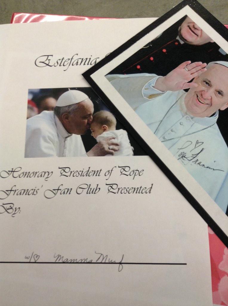 My friends nominated me as the Honorary Pope Francis Fan Club Pres. I can dig it. Happy birthday, my faithful Papa  