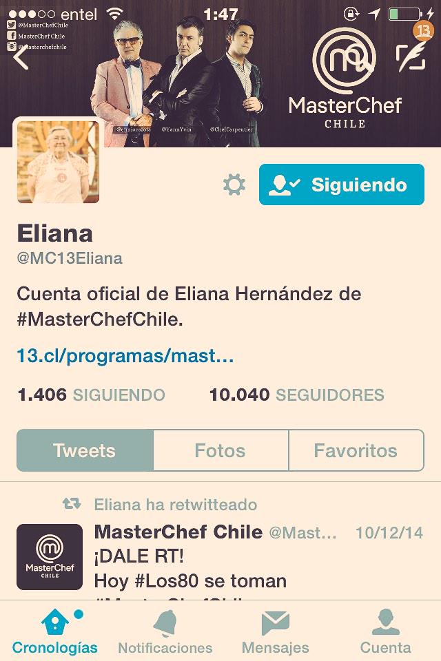 Es la que mas seguidores tiene #MasterChefReingreso @ChefCarpentier @MasterChefChile @PANCHOSAAVEDRA @MC13Ignacio