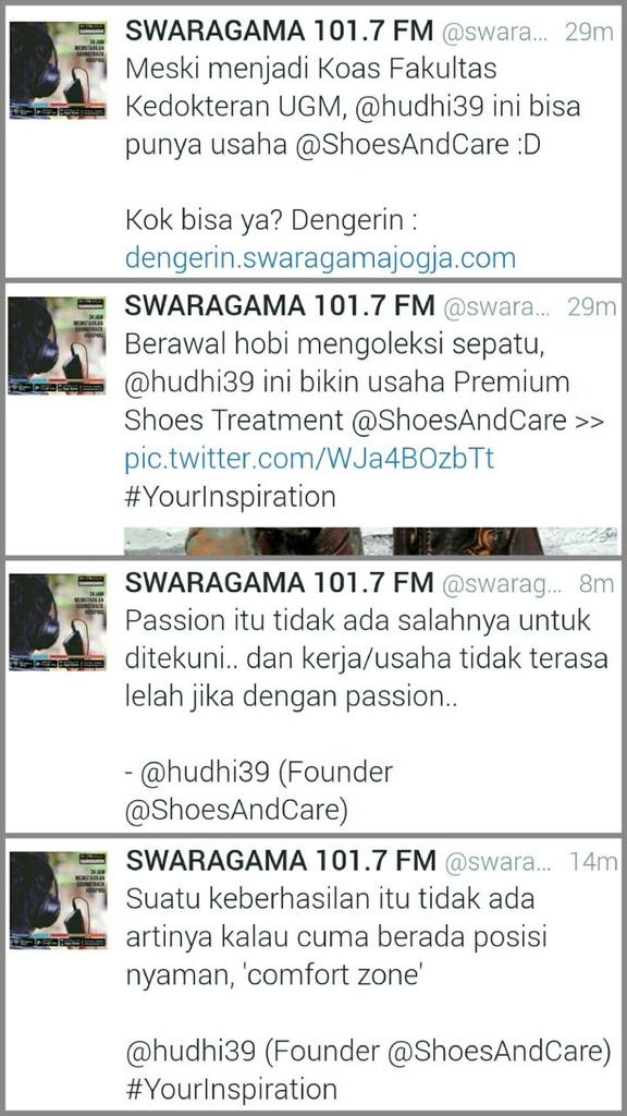 Quote dari sharing  tadi di <a href="/swaragamafm/">SWARAGAMA 101.7 FM</a> 

Motivasi bisa datang dari mana saja
Semoga ini bisa jadi motivasi kalian