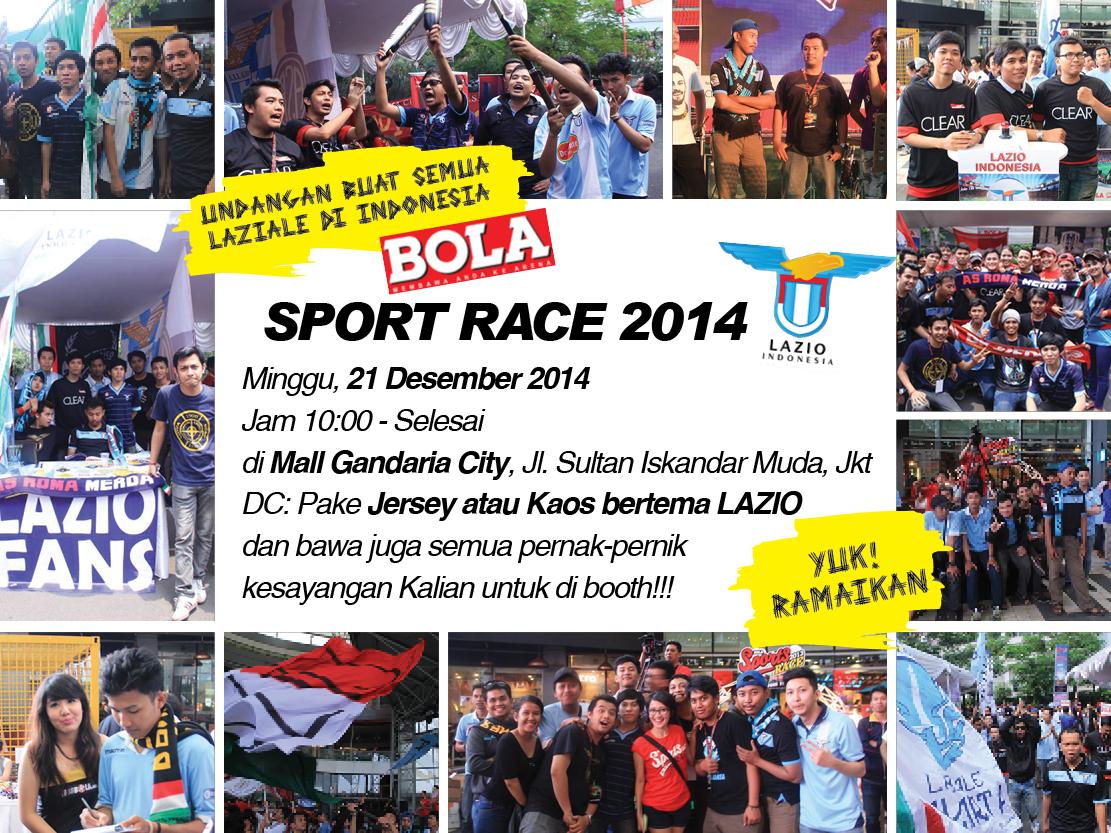 LAZIOINDONESIA's tweet photo. DI #SportsRace2014 , kami akan membuka booth. Banyak acara &amp; games berhadiah menarik dr @my_supersoccer @bolanewscom http://t.co/qxNzHZiuL1