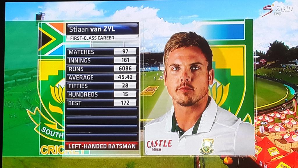 Well done to a Top Class guy and brother <a href="/laggies74/">Stiaan van Zyl</a> scoring his debut test 100 for the #proteas #cricket #rolemodel
