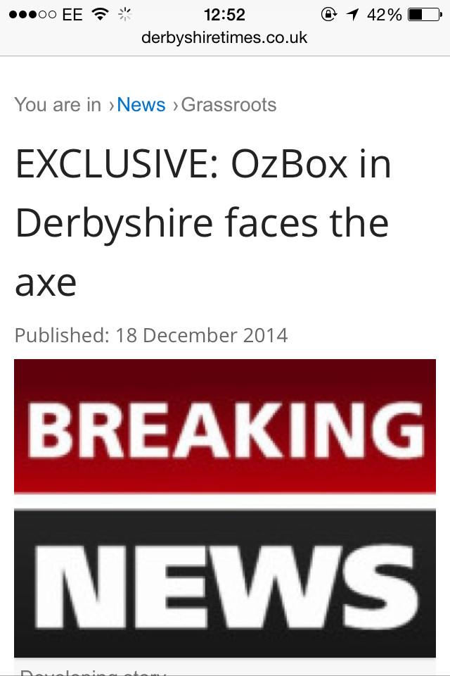 MSFTSGeorge's tweet photo. “@SAVEOZBOX: Derbyshire times are helping!! Come on everyone @SAVEOZBOX http://t.co/jnFBxzJ1Cm” #SaveOZBOX