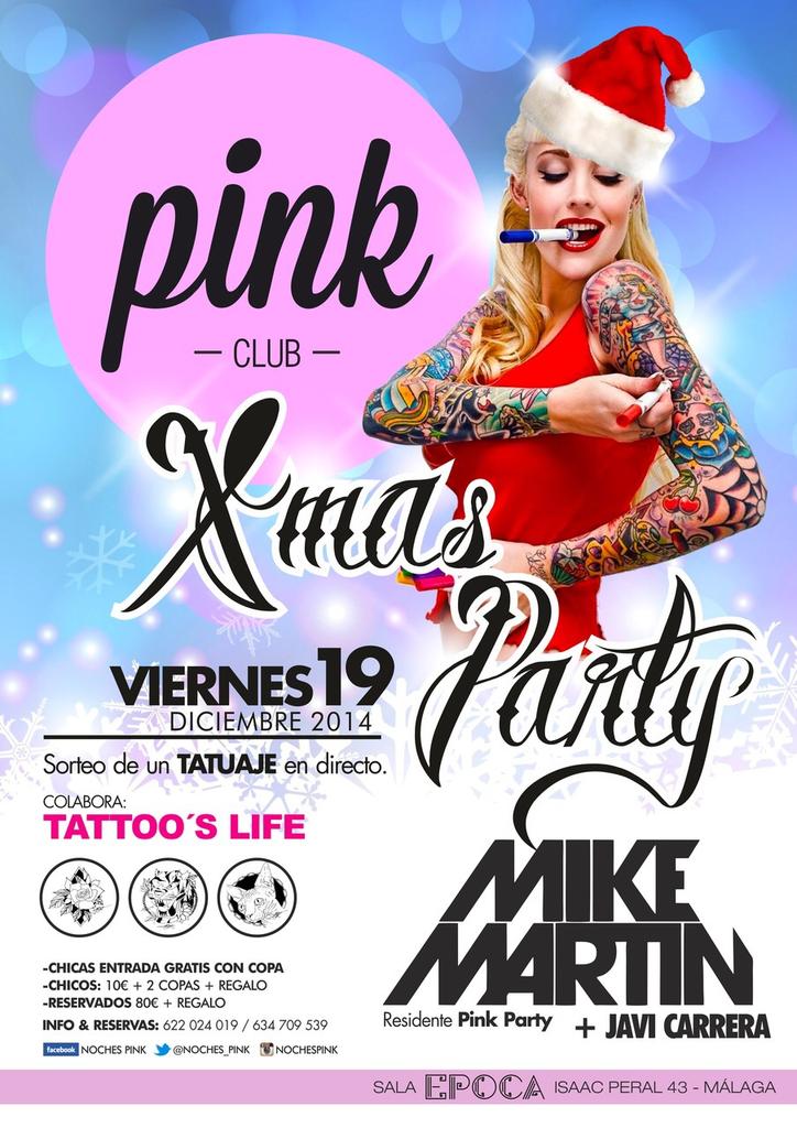 NOCHES_PINK's tweet photo. ¡¡ VIERNES 19 PINK CLUB XMAS PARTY EN SALA EPOCA !! 🎉🎉
Chicas GRATIS+COPA.
Chic@s 10€+2copas + Sorteo tattoo. http://t.co/VDkEGR6jMK