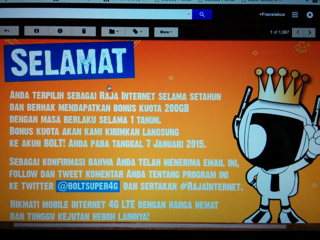 gueare's tweet photo. Has just been initiated as The Internet King by @BOLTSUPER4G ! Let my reign of online world be prosper #RAJAINTERNET http://t.co/ARN4a9SxAo