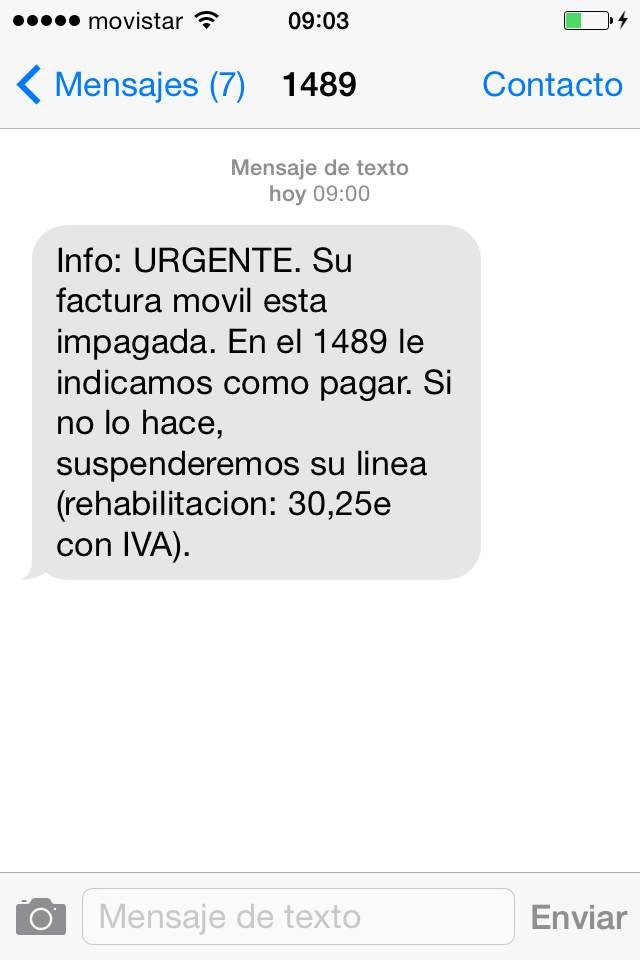 guardiacivil's tweet photo. El #Smishing es una variante del #Phising en la que a través de 1 #SMS te quieren sacar los cuartos. #Nopiques. http://t.co/spAhkZRRWJ