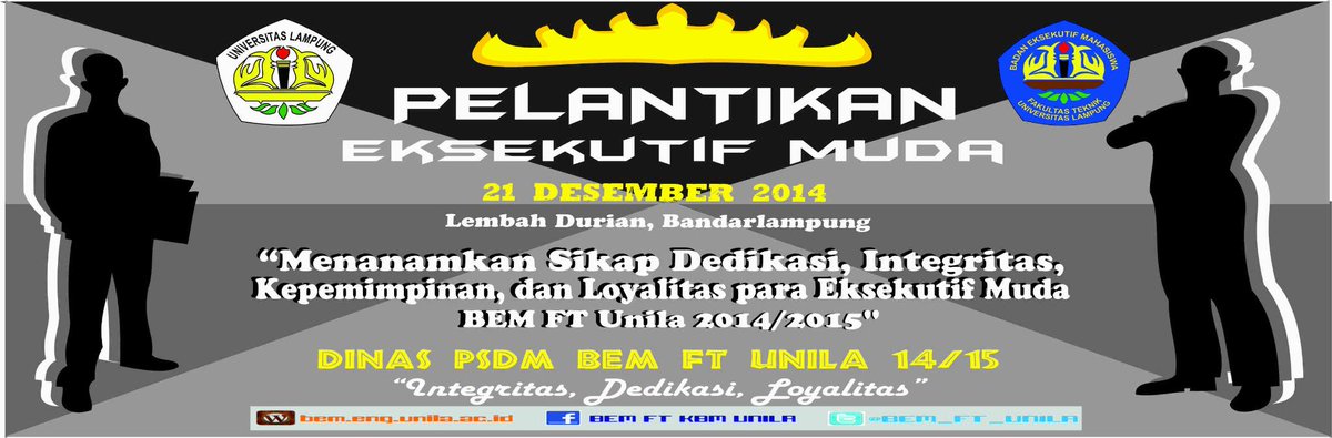 bem_ft_unila's tweet photo. H-3 Menuju Pelantikan EKSEKUTIF MUDA (EKSMUD) BEM FT UNILA 14/15
#EKSMUD #BEM_FT_IDEAL http://t.co/teBoYd5n6Z