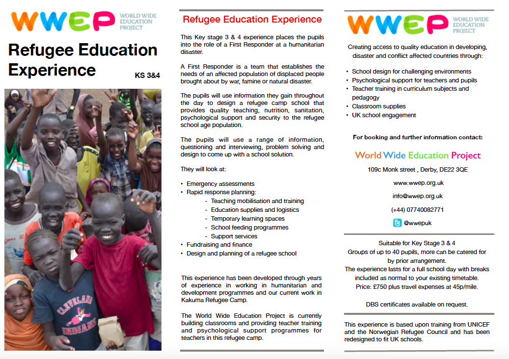 WWEPuk's tweet photo. KS2&amp;3 #Refugee #Education Experience now available pls share @ArtBethan @ITLWorldwide @Janeh271 @Simonpridham123 http://t.co/pk3sW9xFKG
