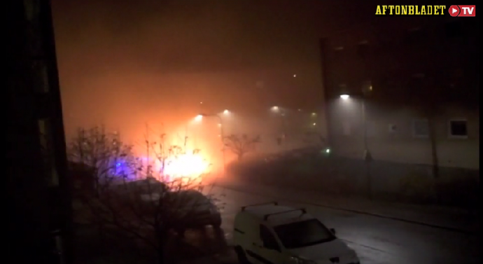 Like leftists here, Muslims torch police cars in Sweden