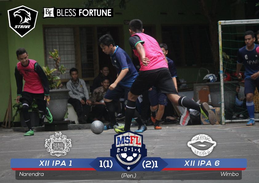 osismisa's tweet photo. Serta tak lupa hasil perebutn Juara 1 #MSFL2014 antara XII IPA 1 ( @rebellionmisa ) dan XII IPA 6 ( @SexxierMisa ) :D http://t.co/EQO2fkLdie
