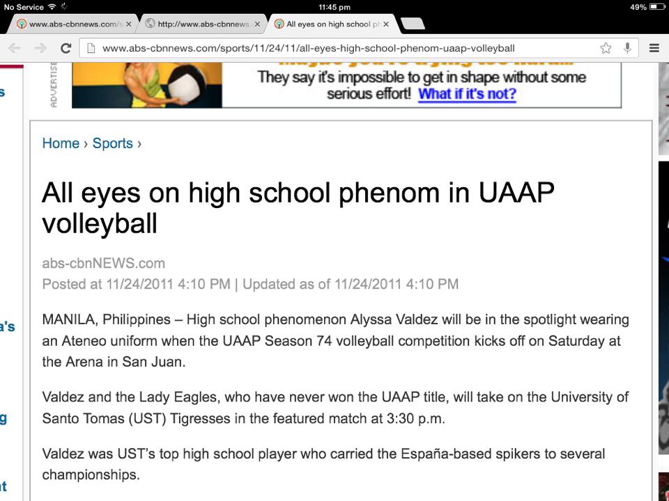 eclairetada's tweet photo. @AlyssaValdez2 is already dubbed as the PHENOM before she suited up for Ateneo. #TBarticle #Sensational #MultiAwarded http://t.co/o9j93Uevxf