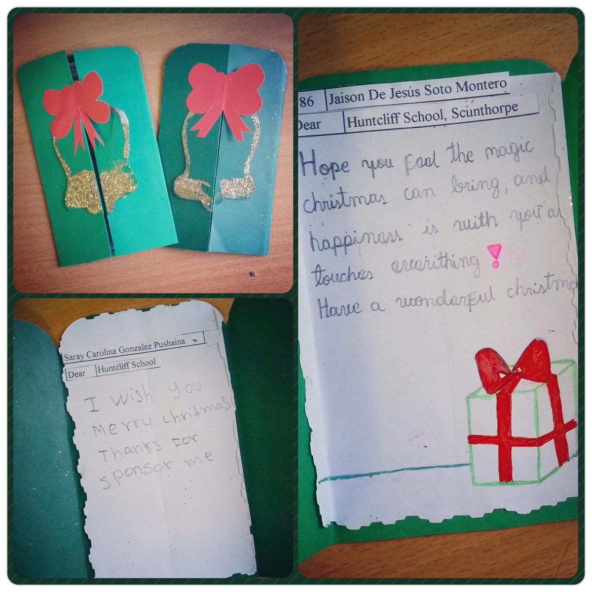 The two Columbian children, whose education we sponsor, have sent us these lovely Christmas cards #childsponsorship