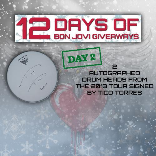Today we’re giving away 2 drum heads autographed by Tico Torres! Enter to win here: bit.ly/bonjoviday2