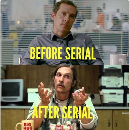 Poynter's tweet image. As @serial adjourns, the Internet gives a collective shriek:
poynter.org/news/mediawire… #serialpodcast #serial #mailkimp