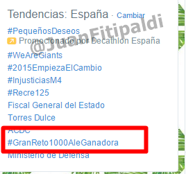 JuanFitipaldi's tweet photo. SOMOS TT NACIONAL
Seguir votando, es ahora o nunca. Que España se entere.
ALEJANDRA GANADORA
#GranReto1000AleGanadora http://t.co/bDYLdcjkoF