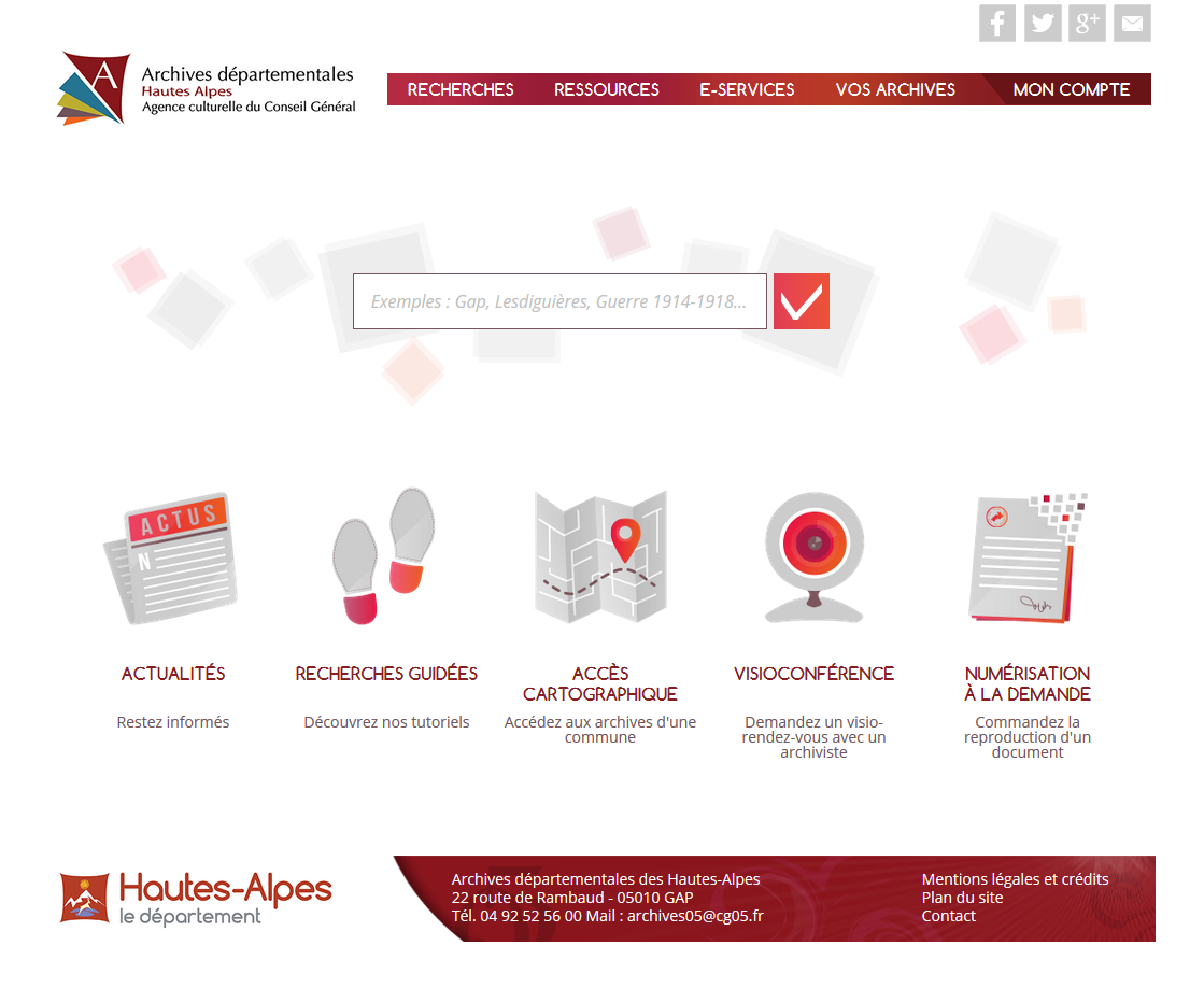 Le nouveau site internet des #Archives départementales des #HautesAlpes est ouvert ! bit.ly/1AuIwMP