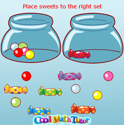 Put the sweets into their corrects sets - #Preschool math exercises