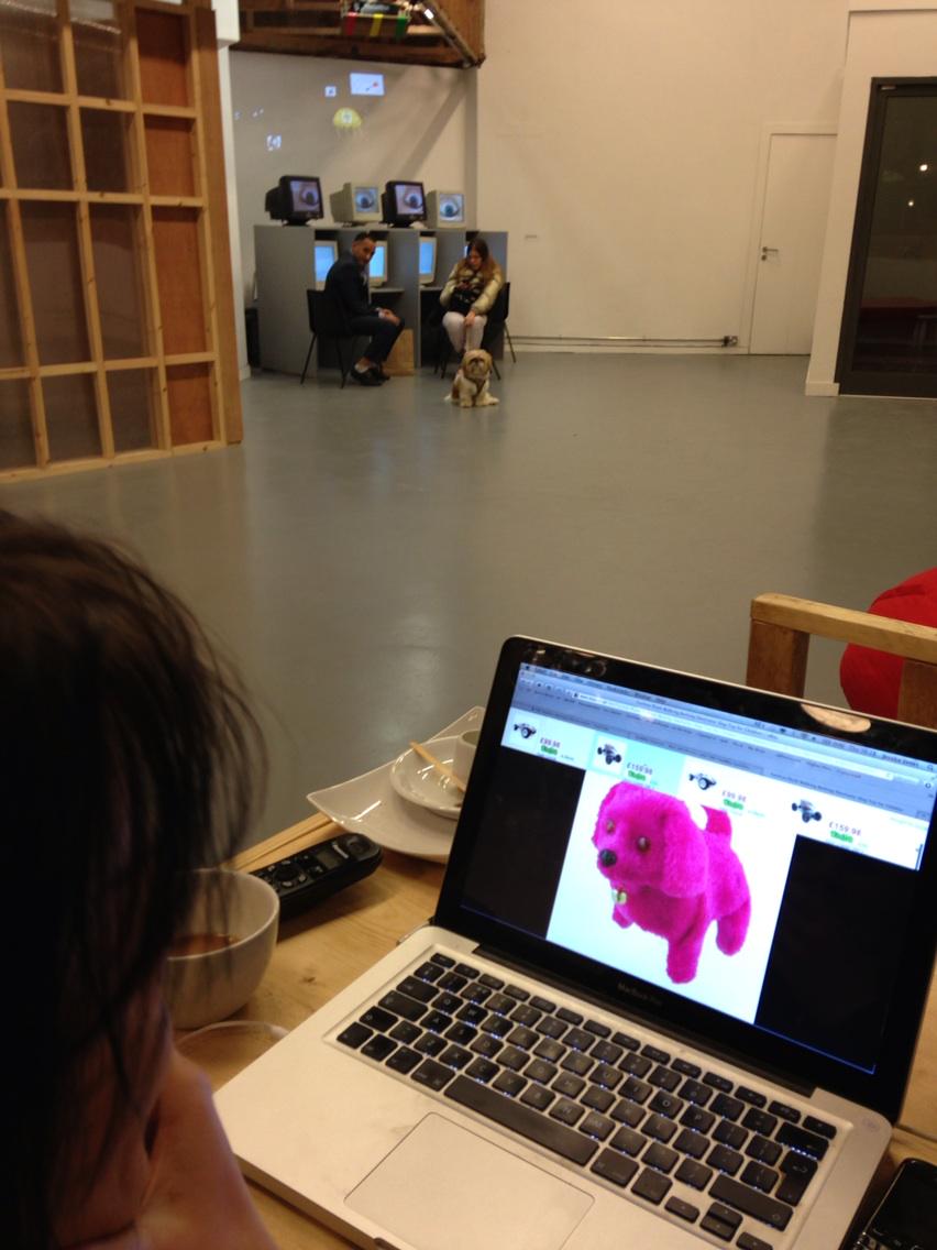 BOMlab's tweet photo. There's a dog in the gallery awaiting a photo shoot. Which is inspiring @jesska_jones to create #hackdog http://t.co/YuXqfxrCSv