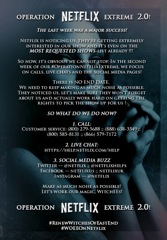 xandy_93's tweet photo. #OperationNetflixExtreme 2.0
Work your magic, WitchEEs, we can do this!
#RenewWitchesOfEastEnd http://t.co/twNwn6ar8V