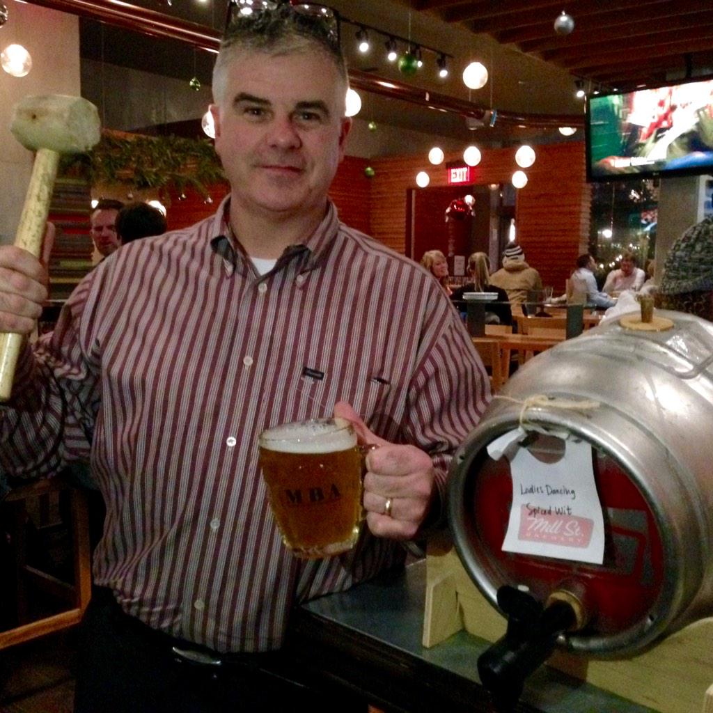 millstbeerhall's tweet photo. Thanks @MillStreetBrew's own David Mitchell, who tapped our #12casksofchristmas Spiced Wit! #oncask #TCM14 http://t.co/Db252kUDsr
