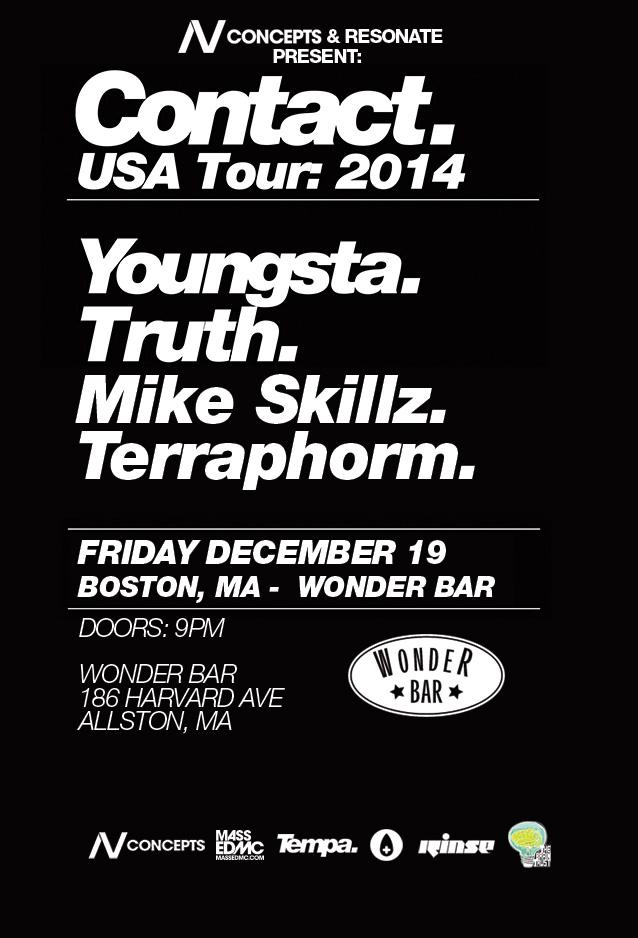 NVConcepts's tweet photo. Tomorrow the #ContactTour w/@DJYoungsta and @truthdubstep is coming to @WonderBarBoston

Tix http://t.co/mfzTLcvMbk http://t.co/bCtz78ECVz