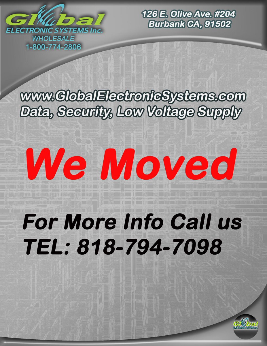 GESsupply's tweet photo. @GESsupply Hello Everyone The Global Electronic Systems, Inc. have moved to a new location. http://t.co/1gyeNAZBgA
