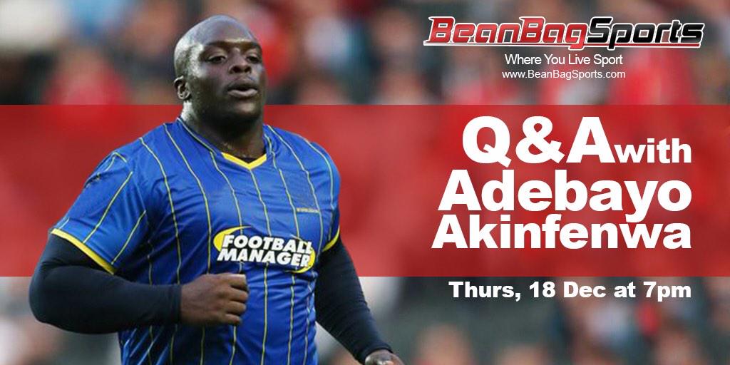 daRealAkinfenwa's tweet photo. I'm on @BeanBagSports answering your questions now! Follow me and have your say! http://t.co/wUuUBVT4ND http://t.co/DHshJpm5WE