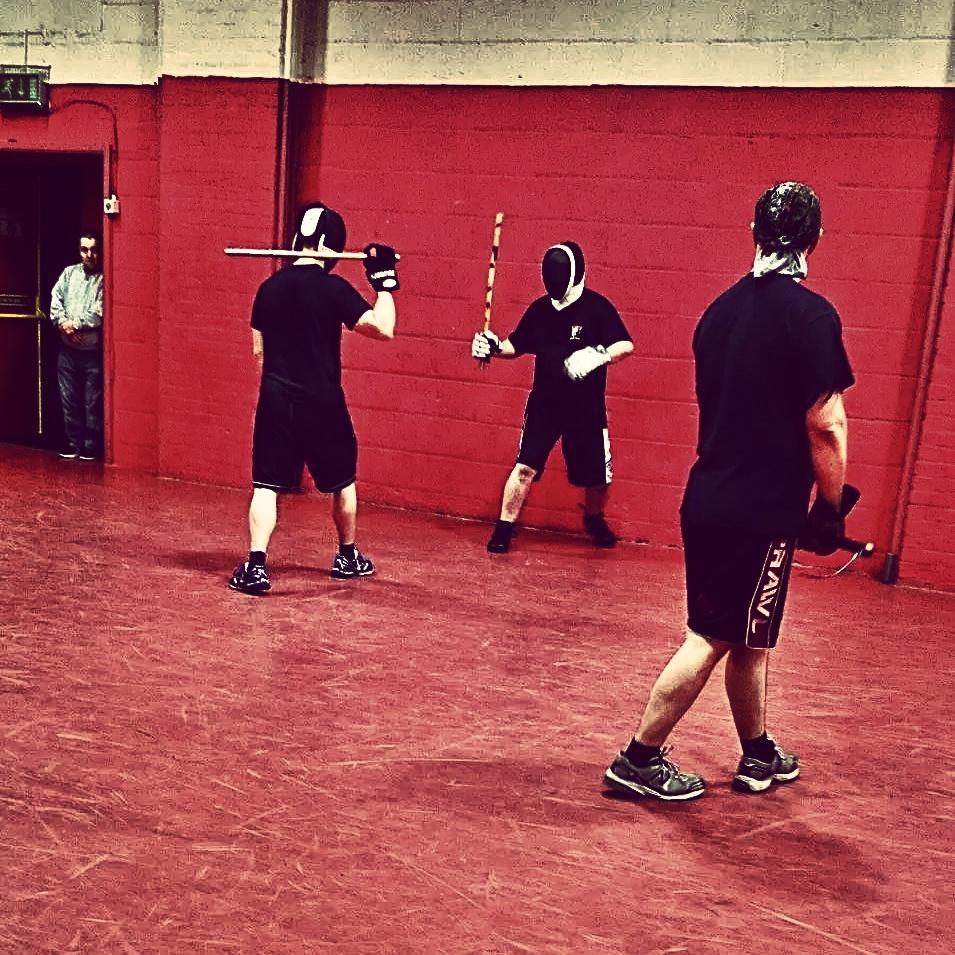 Sifu Fell facing off against 'Point Dog' at Novembers stick day, held by #DogBrothers North West England #Escrima