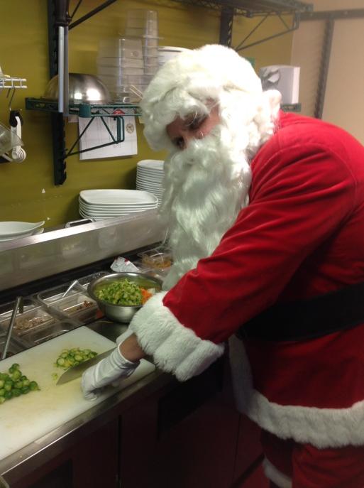 Santa helping in the pub.