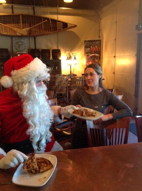 Santa getting some food.